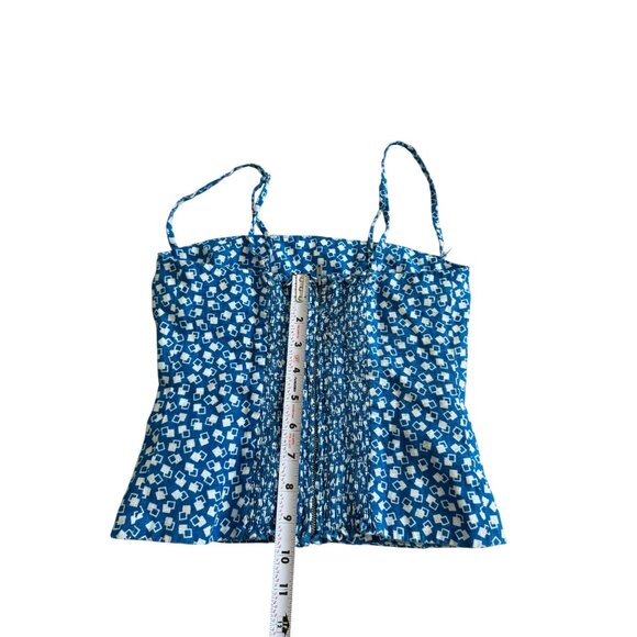REFORMATION Blue White Patterned Tank Top Size 0 - Picture 7 of 8